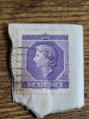 1953 Vintage Canada 4¢ Purple Postage Stamp